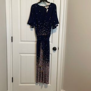 Michael Kors navy blue, flowered, jumpsuit.